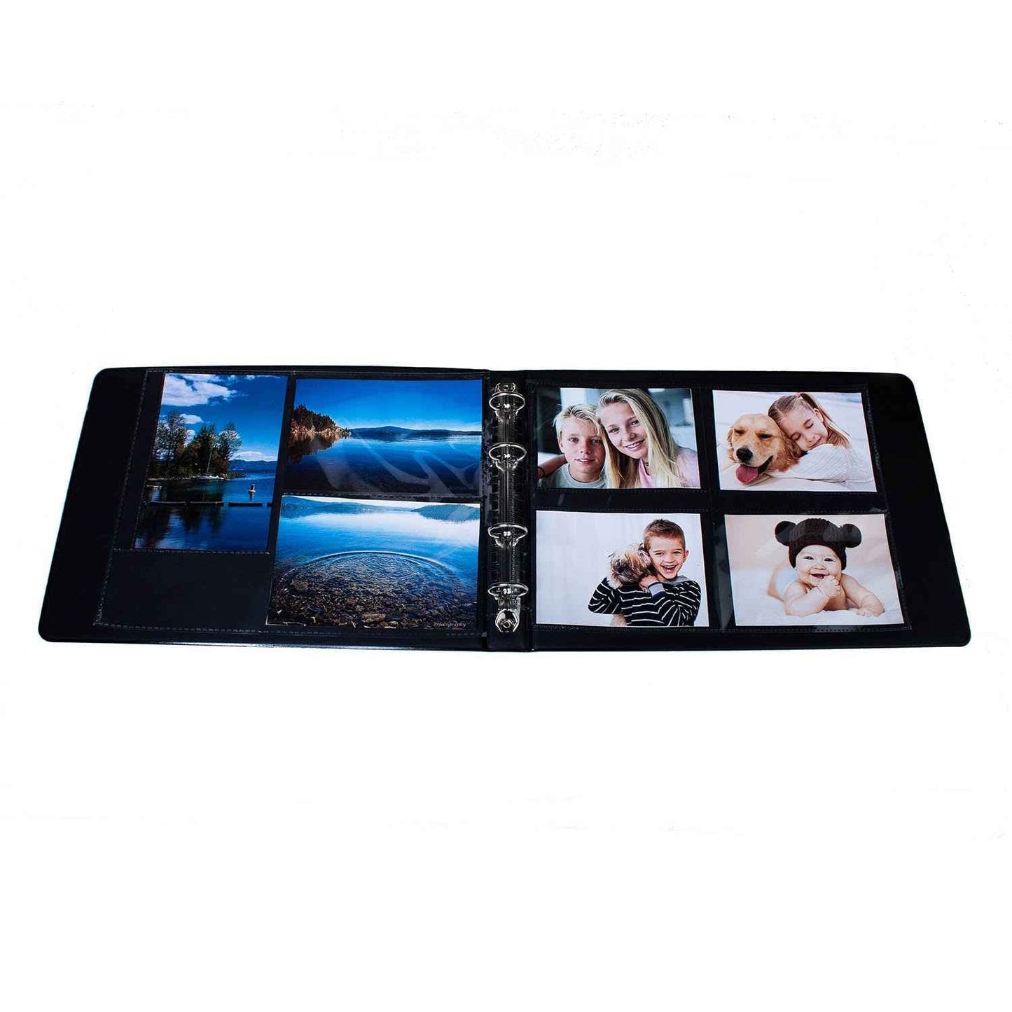 A Black 4-Ring Horizontal "Memories" Photo Album. Brand: -, Item: 4-Ring Horizontal Black "Memories" Photo Album.