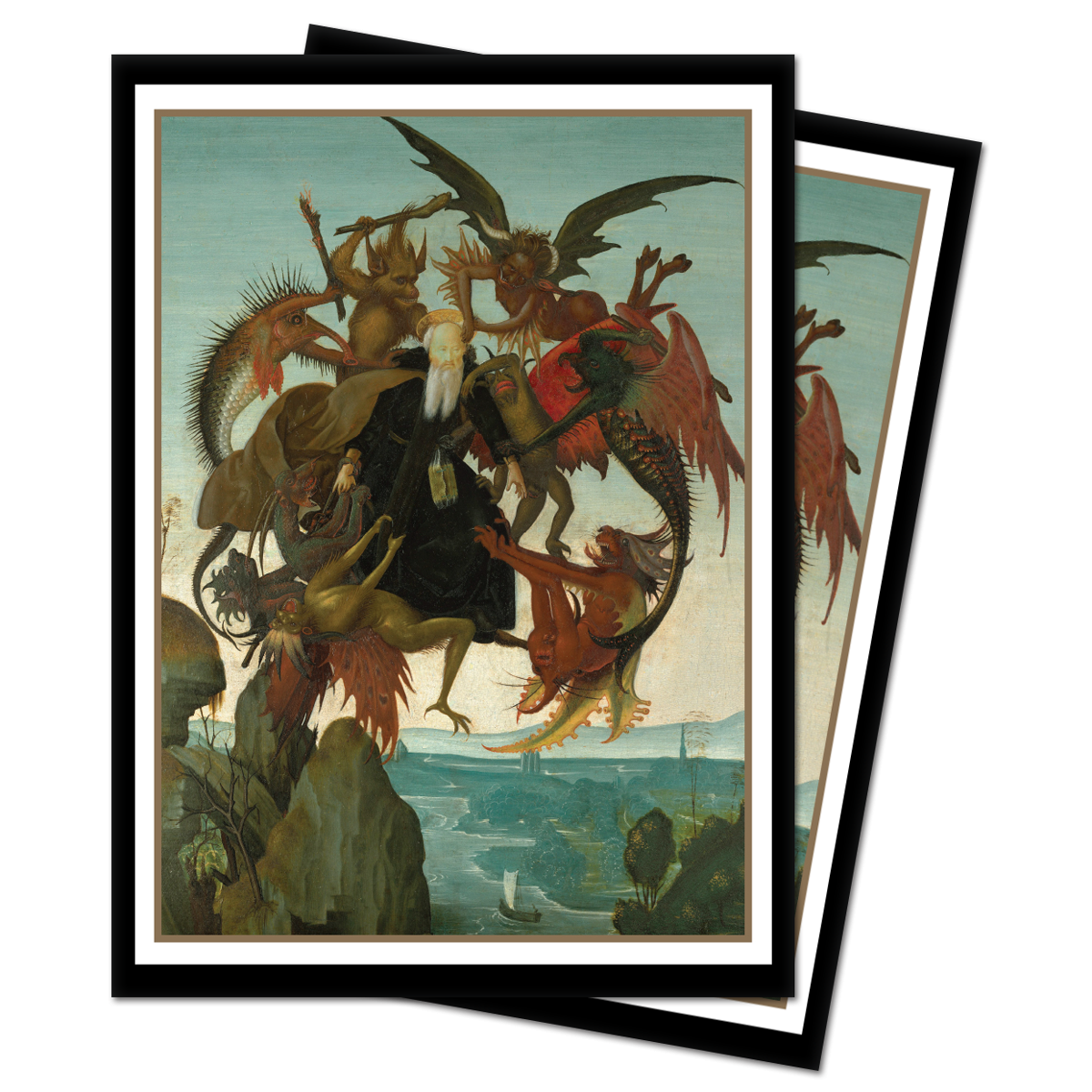A Standard DECK PROTECTOR® Sleeves featuring Michelangelo's 'The Torment of Saint Anthony'. Brand: Ultra PRO, Item: Fine Art The Torment of Saint Anthony Standard DECK PROTECTOR® Sleeves (100ct) by Michelangelo.