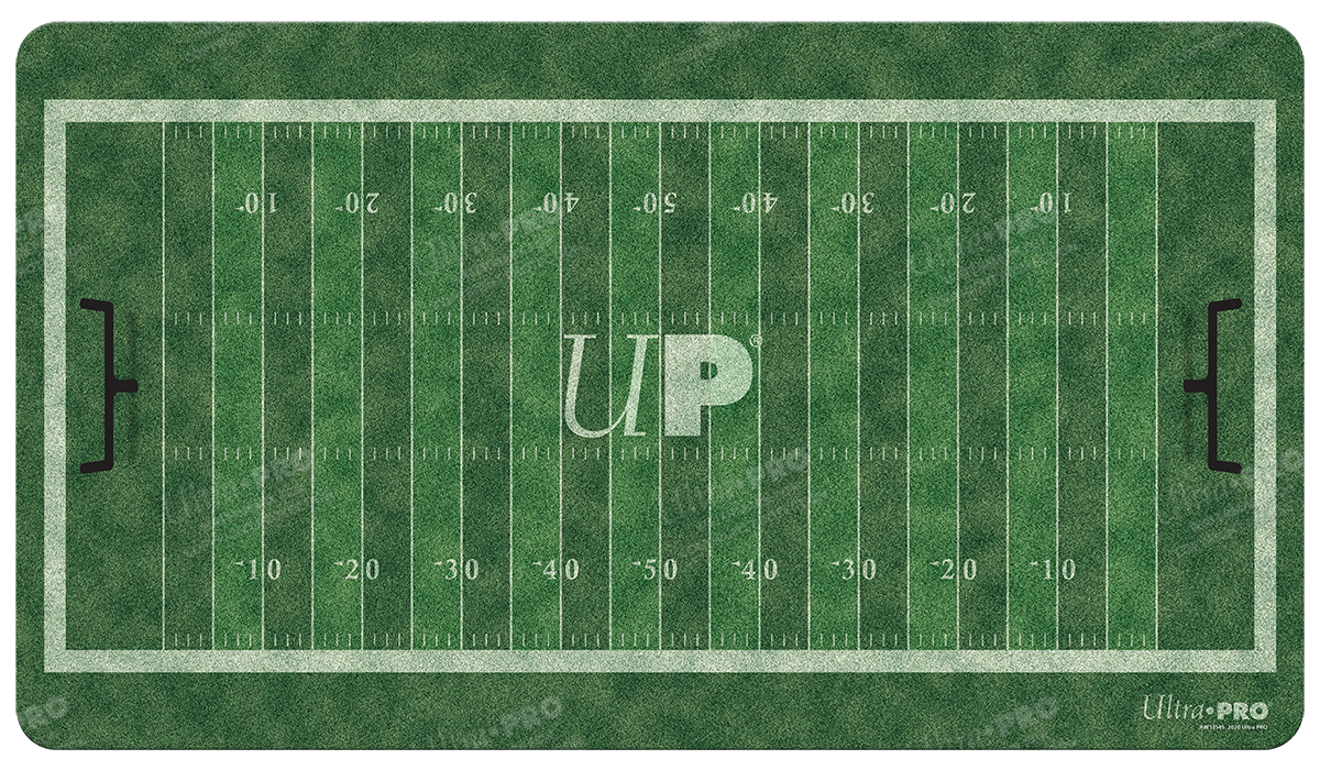 A green football field playmat mousepad. Brand: Ultra PRO, Item: Football Field Breaker Mat Mousepad.