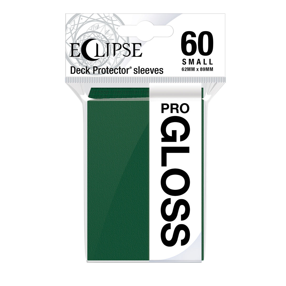 A Forest Green Gloss Small Deck Protector Sleeves. Brand: Ultra PRO, Item: ECLIPSE Gloss Small Deck Protector Sleeves (60ct) - Forest Green