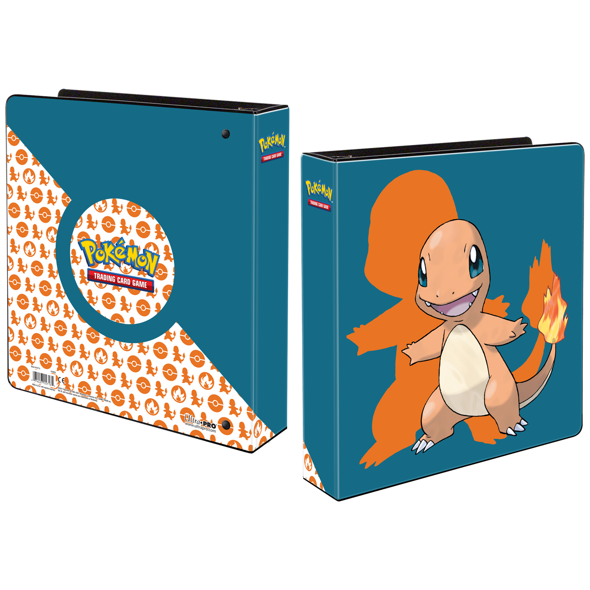A blue 2-inch 3-ring album for Pokemon Trading Card Game featuring Charmander. Brand: Ultra PRO, Item: 2" Charmander 3-Ring Album for Pokémon.