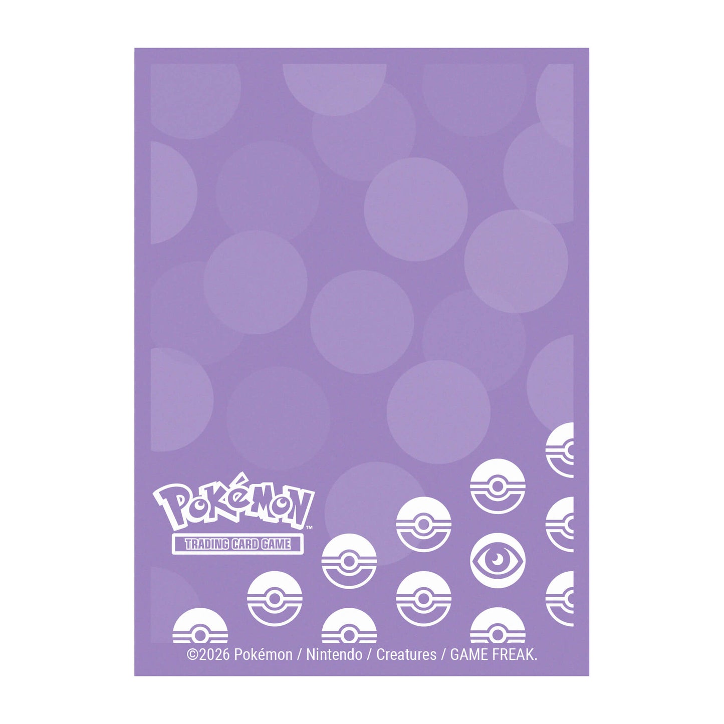 A purple Pokémon Trading Card Game deck protector sleeves with a bokeh pattern and Poké Ball icons. Brand: Ultra PRO, Item: Energy - Psychic Type 65ct DECK PROTECTOR® Sleeves for Pokémon.