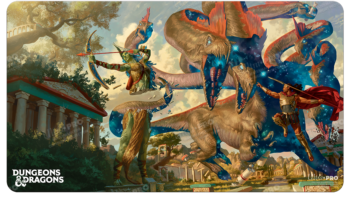 A Dungeons & Dragons Cover Series Mythic Odysseys of Theros Standard Gaming Playmat by Ultra PRO.