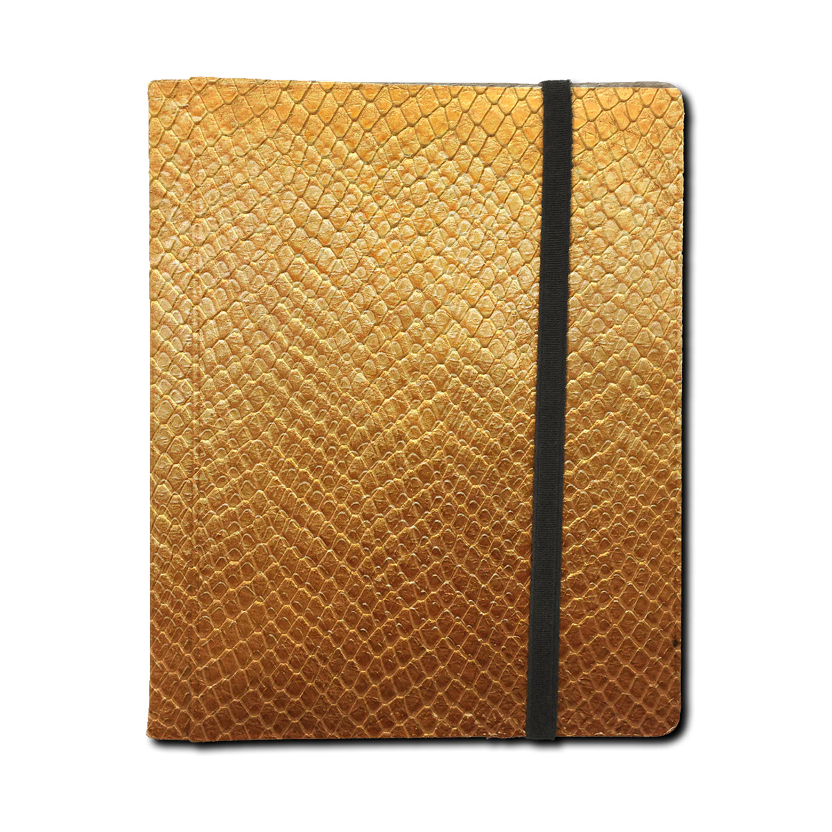 A Gold Dragon Hide 4-Pocket Binder. Brand: Legion Supplies, Item: 4 Pocket Dragon Hide Gold Binder.