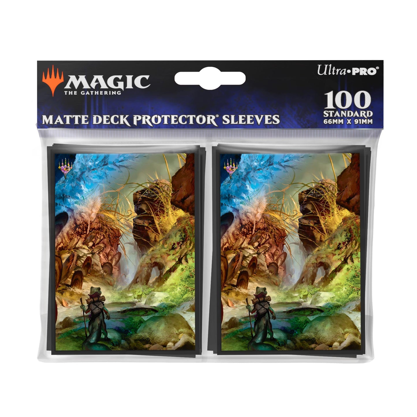 A matte black Magic: The Gathering deck protector sleeves. Brand: Ultra-Pro, Item: Bloomburrow Season Lands: Swamp (Summer) DECK PROTECTOR® Sleeves (100ct).