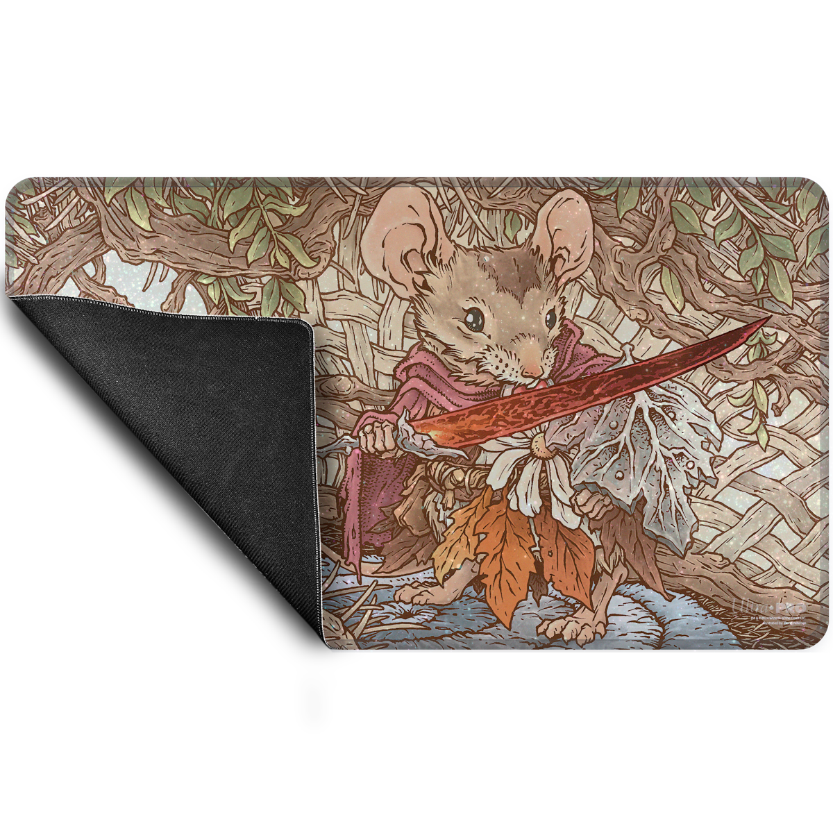 A HOLOFOIL® Standard Gaming Playmat featuring Mabel, Heir to Cragflame from Bloomburrow for Magic: The Gathering.