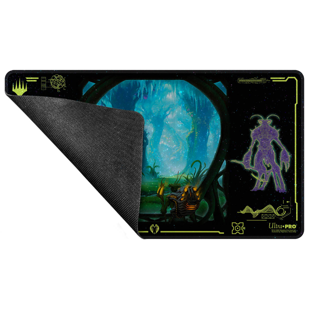 A black and green Edge of Eternities Evendo, Waking Haven HOLOFOIL® Playmat for Magic: The Gathering. Brand: Ultra-Pro, Item: Edge of Eternities Evendo, Waking Haven HOLOFOIL® Playmat.