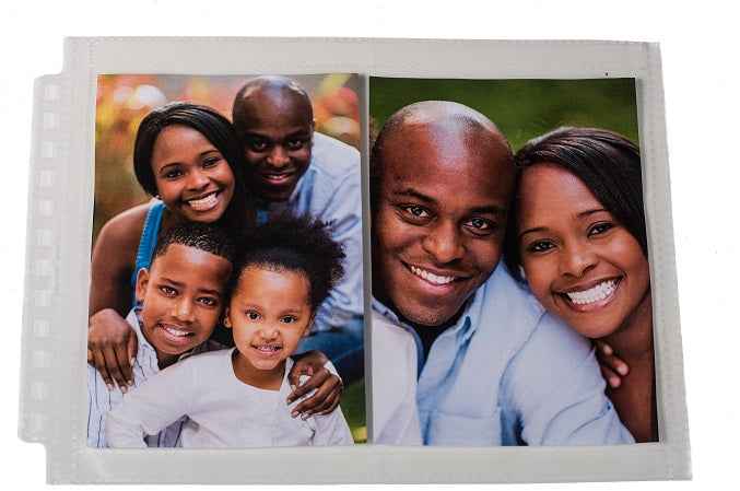 A white Ultra PRO 12-Hole Horizontal Photo Pages (25ct) for 5" x 7" Prints.