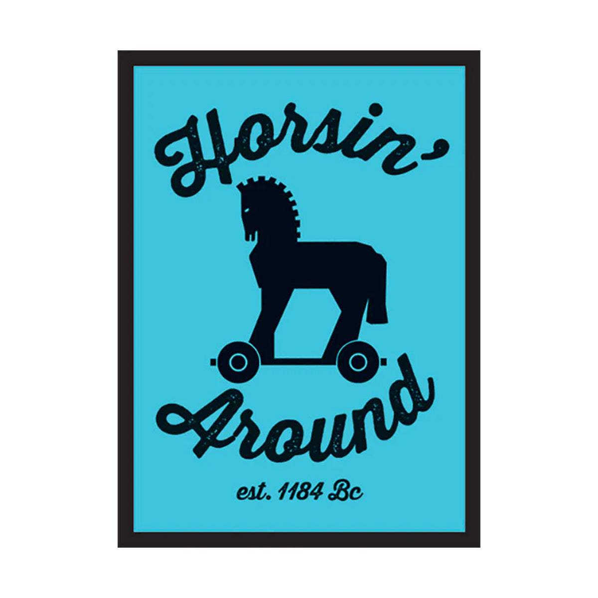 A blue and black Horsin' Around Sleeve. Brand: Legion Supplies, Item: Horsin' Around Sleeve.