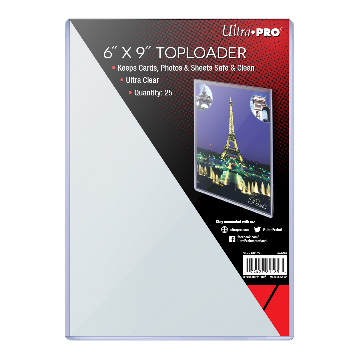 A clear 6" x 9" Toploader. Brand: Ultra PRO, Item: 6" x 9" TOPLOADER® Sleeves (25ct)
