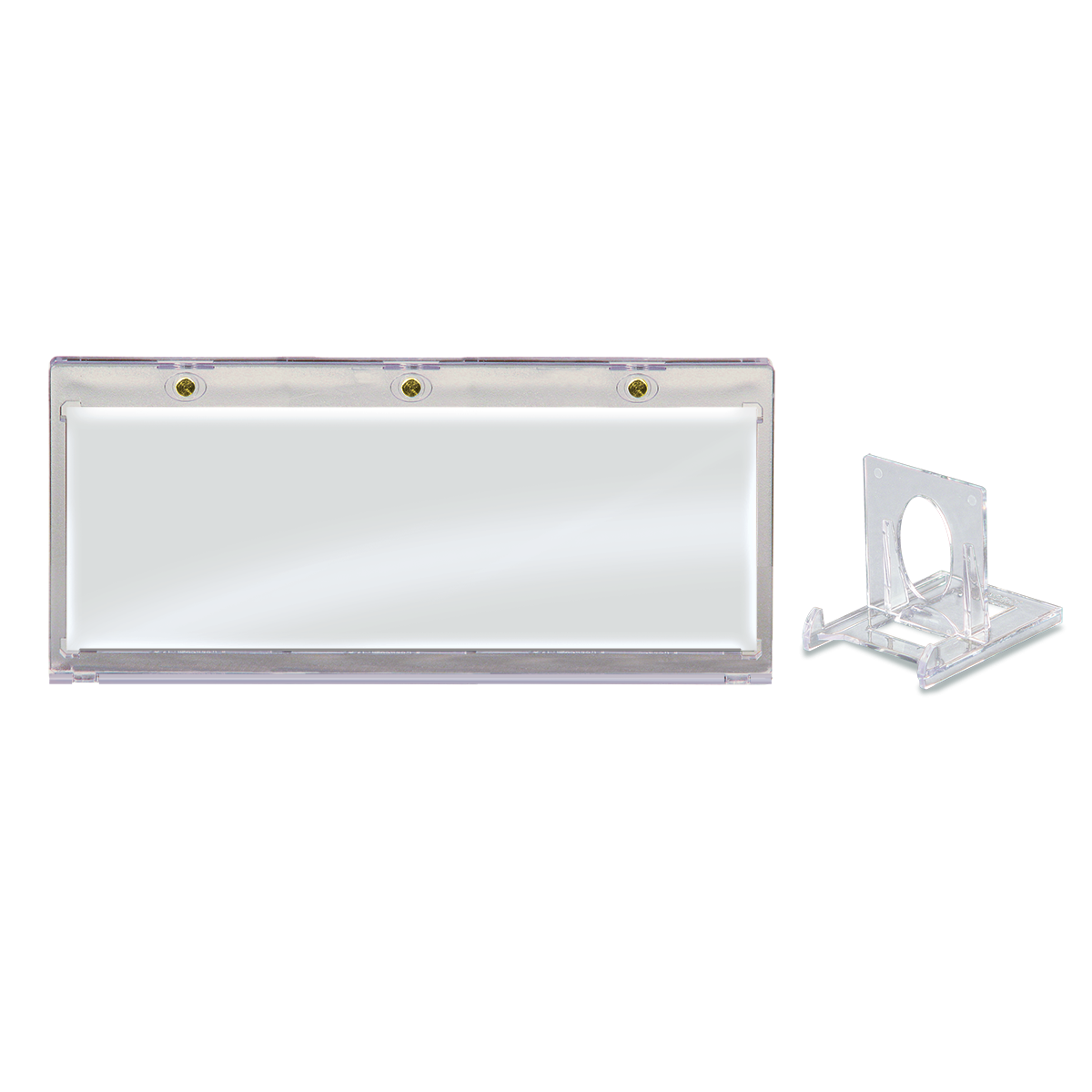 A clear 187mm Double Booklet Card UV ONE-TOUCH Magnetic Holder. Brand: Ultra PRO, Item: 187mm Double Booklet Card UV ONE-TOUCH Magnetic Holder