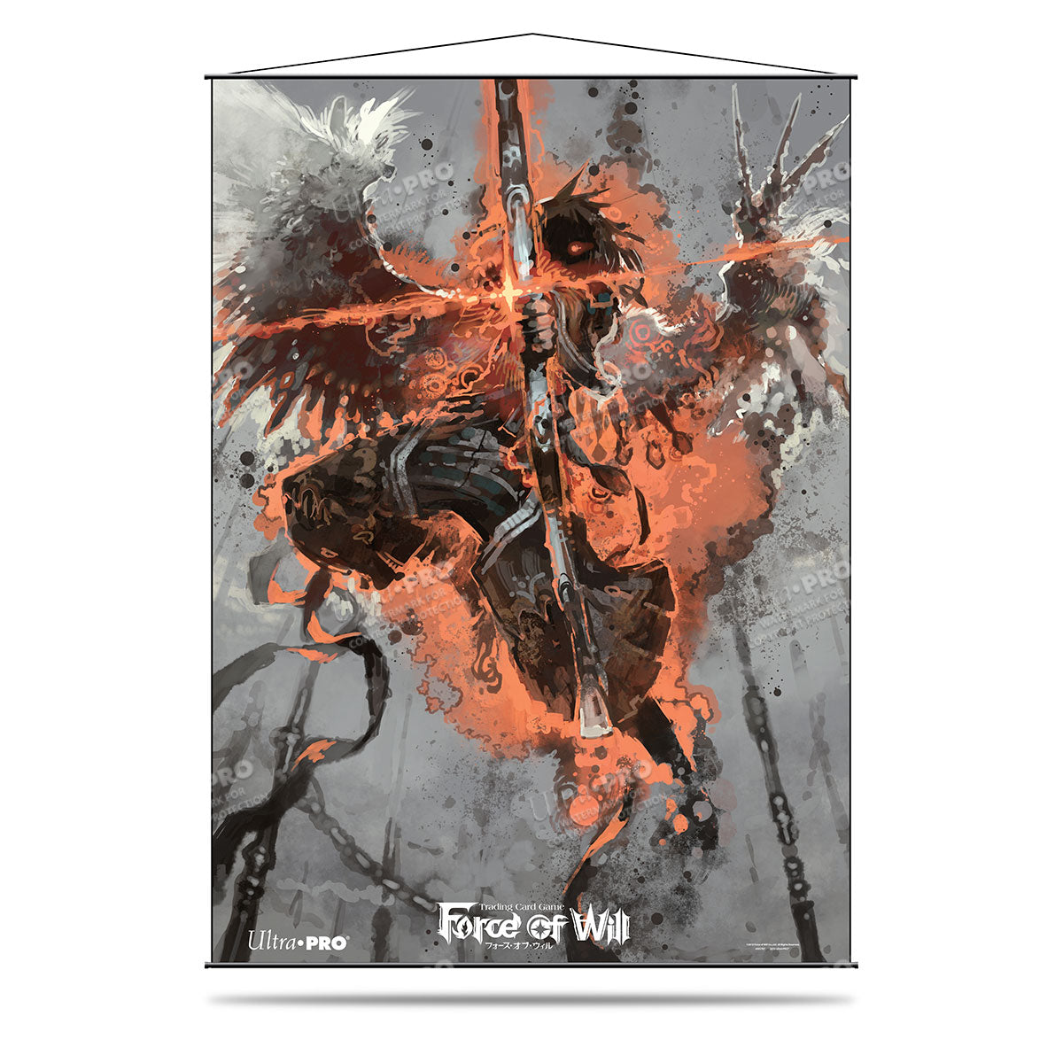 A dark fantasy art wall scroll featuring the character Dark Arla, the Shadow Wing from Force of Will. Brand: Ultra PRO, Item: Dark Arla, the Shadow Wing Wall Scroll for Force of Will