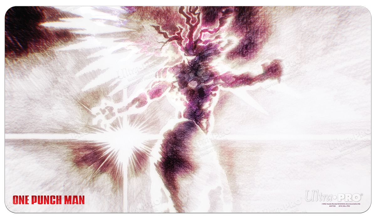 A purple and white Boros Meteoric Burst Standard Gaming Playmat Mousepad for One-Punch Man. Brand: Ultra PRO, Item: Boros Meteoric Burst Standard Gaming Playmat Mousepad for One-Punch Man