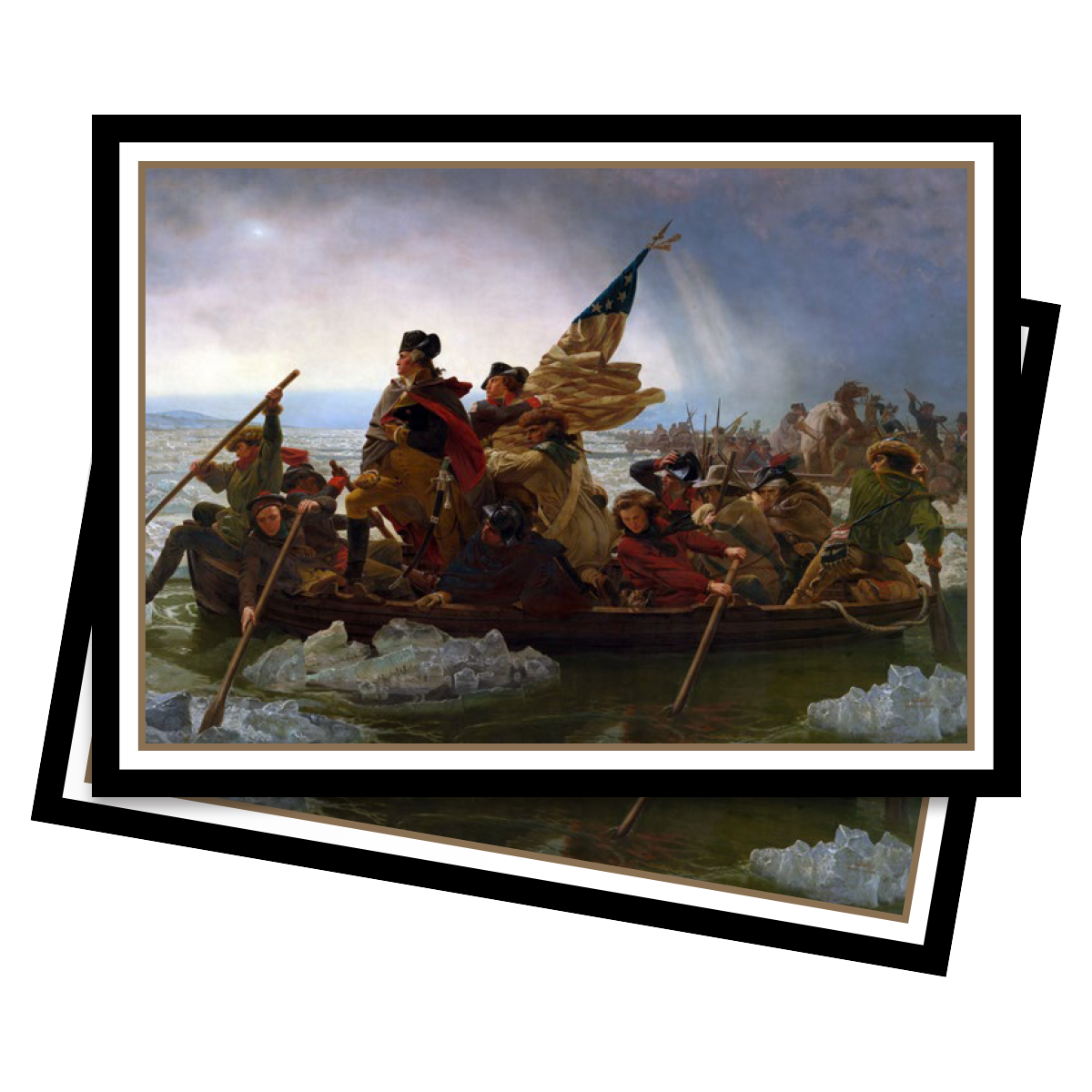A painting of Washington Crossing the Delaware. Brand: Ultra PRO, Item: Fine Art Washington Crossing the Delaware Standard DECK PROTECTOR® Sleeves (65ct)