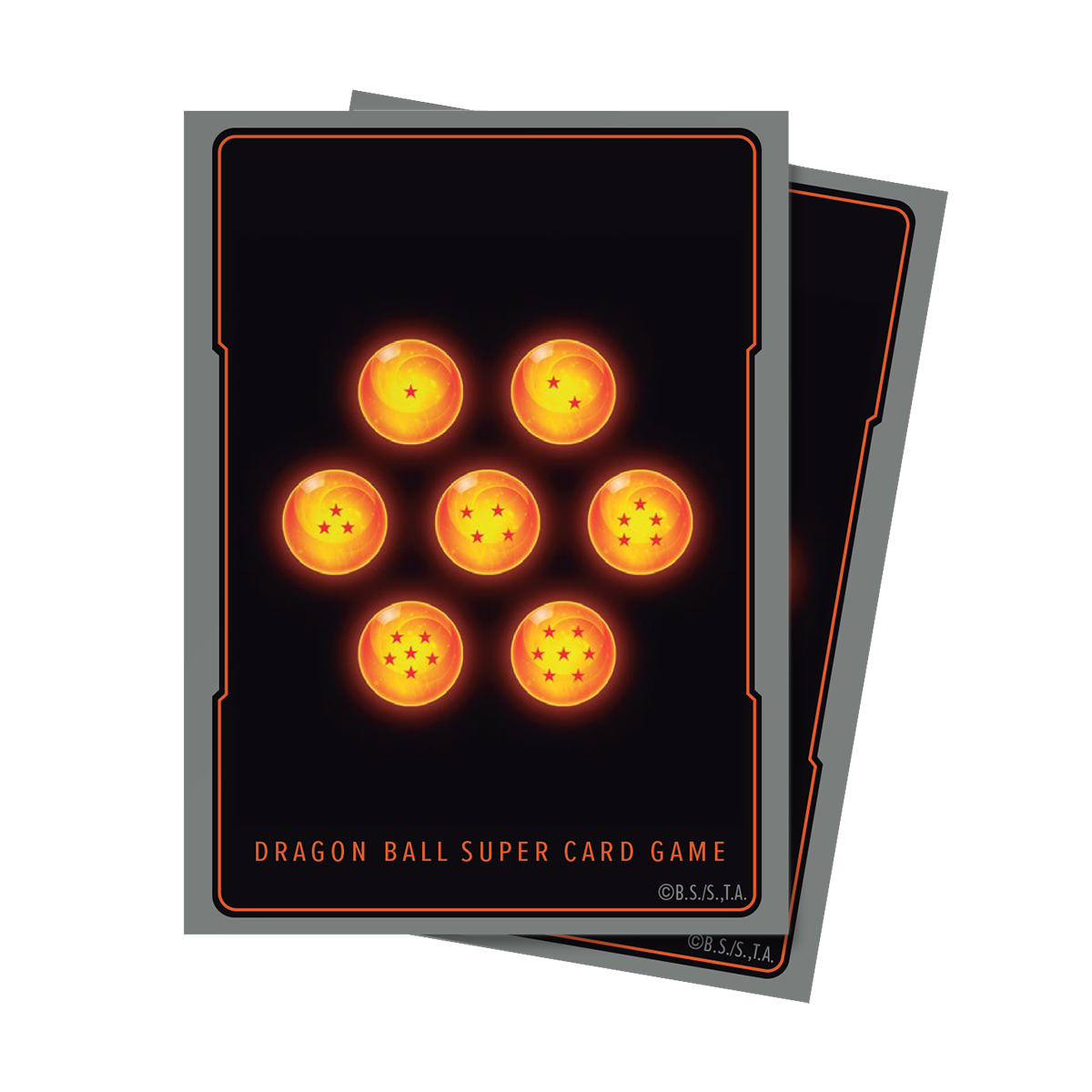 A black and orange Dragon Ball Super Card Game Dragon Balls Standard Size DECK PROTECTOR® Sleeves (65ct). Brand: Ultra PRO, Item: Dragon Balls Standard Size DECK PROTECTOR® Sleeves (65ct) for Dragon Ball Super