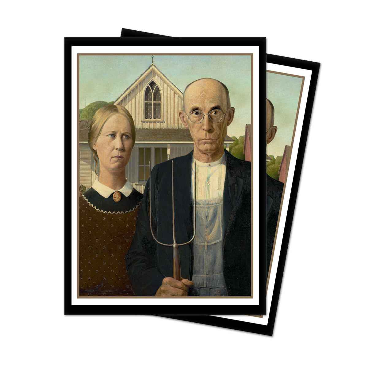 A Fine Art American Gothic Standard DECK PROTECTOR® Sleeves (65ct) by Grant Wood. Brand: Ultra PRO, Item: Fine Art American Gothic Standard DECK PROTECTOR® Sleeves (65ct)