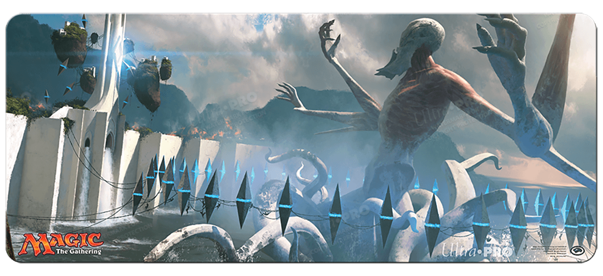 A rectangular playmat featuring the "Battle for Zendikar Aligned Hedron Network" artwork for Magic: The Gathering. Brand: Ultra PRO, Item: Battle for Zendikar Aligned Hedron Network 6ft Table Playmat.