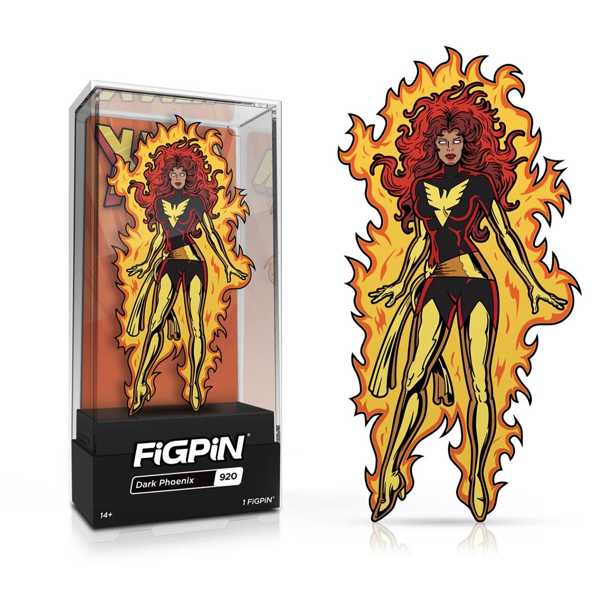 A FiGPiN collectible of Dark Phoenix from XMen. Brand: FiGPiN, Item: FiGPiN XMen Dark Phoenix.