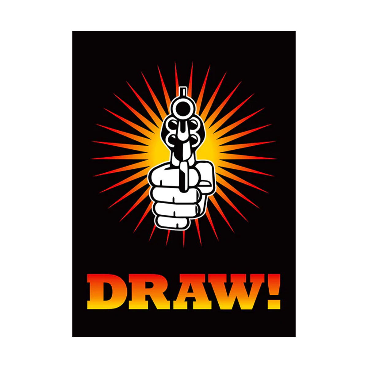 A black and orange "Draw!" themed gun pointing forward, Legion Supplies.