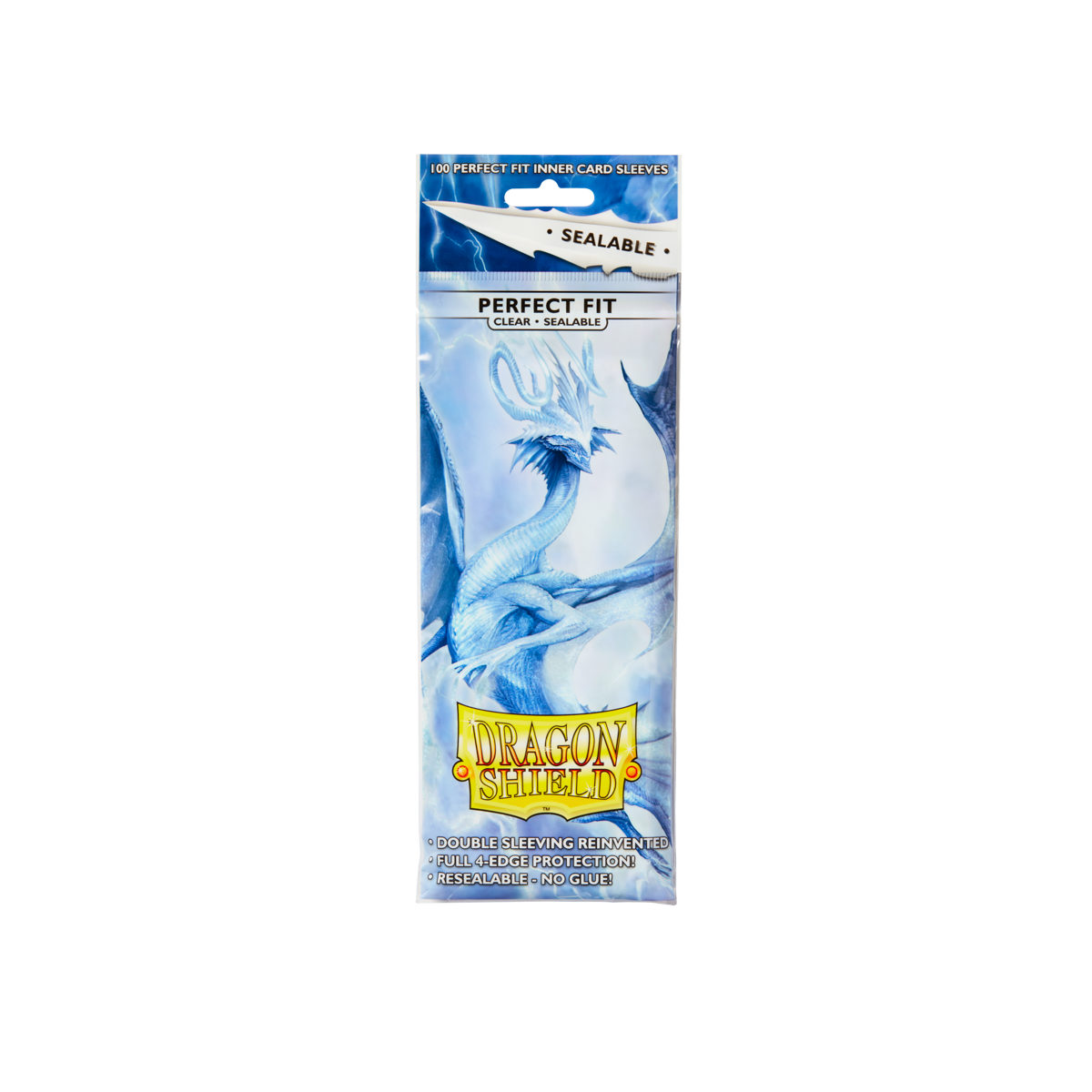 A clear Dragon Shield Perfect Fit Inner Card Sleeves. Brand: Dragon Shield, Item: Clear - Sealable Perfect Fit Sleeves.
