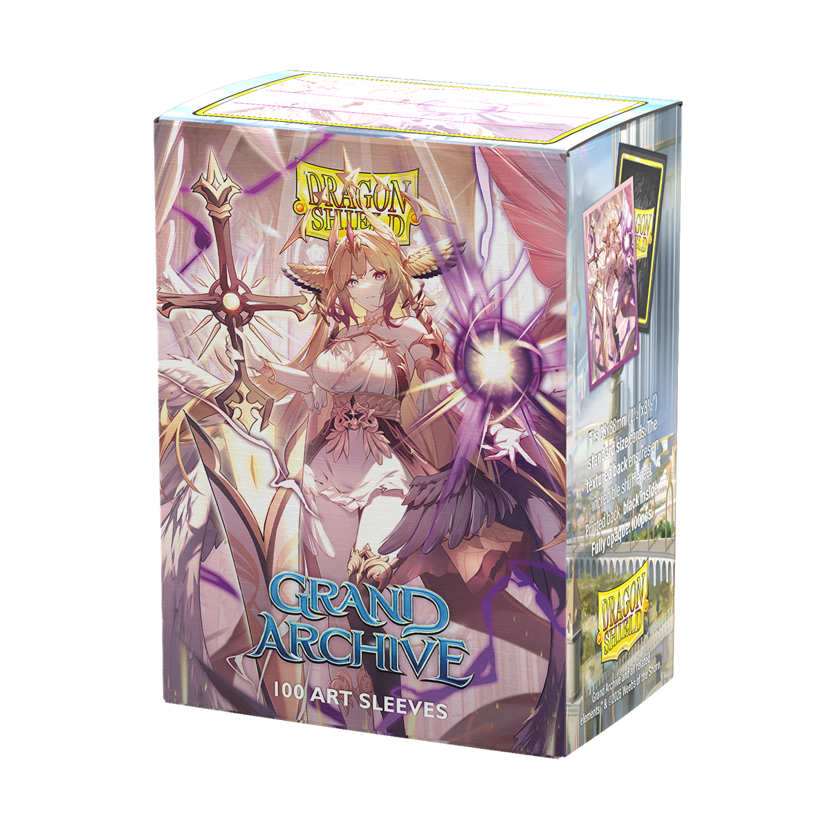 A matte dual art deck box featuring Haniel, Archangel of Spectra. Brand: Dragon Shield, Item: Grand Archive - Haniel, Archangel of Spectra - Matte Dual Art Sleeves.