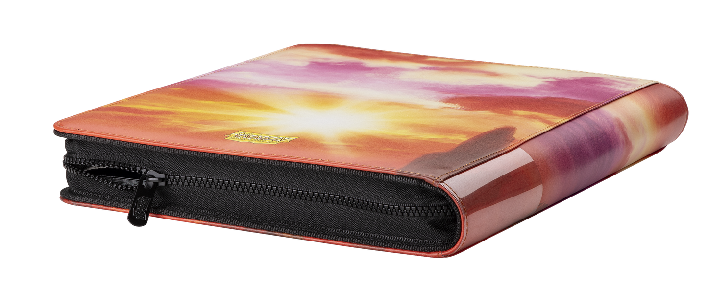 A sunset-themed Card Codex Zipster Binder. Brand: Dragon Shield, Item: Wood Dragon 2024 - Card Codex Zipster Binder - Regular.