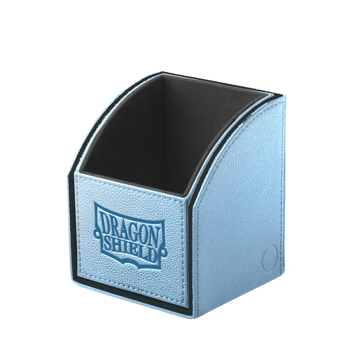 A light blue and black Dragon Shield Nest 100 deck box.