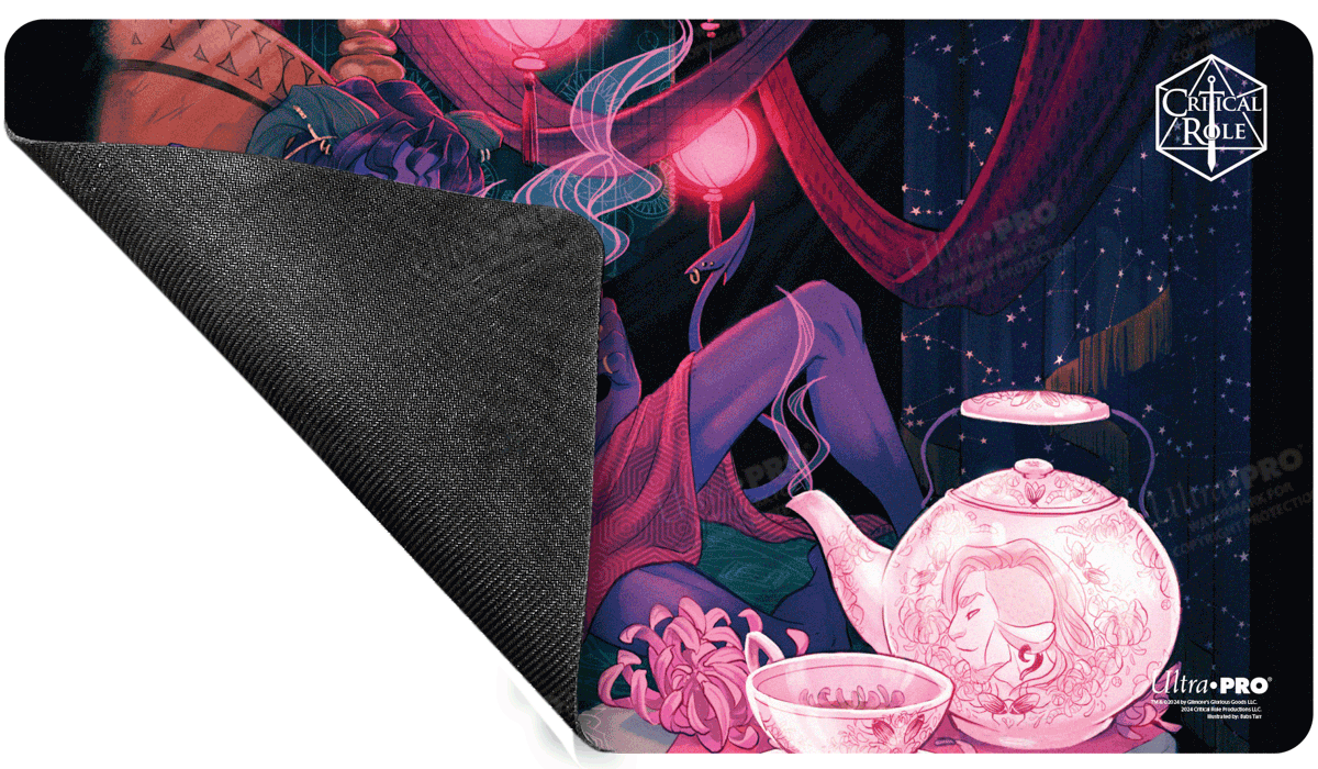 A Critical Role Mollymauk Tealeaf Playmat. Brand: Ultra PRO, Item: Critical Role PoD Stitched Edge Playmat - Mollymauk Tealeaf.