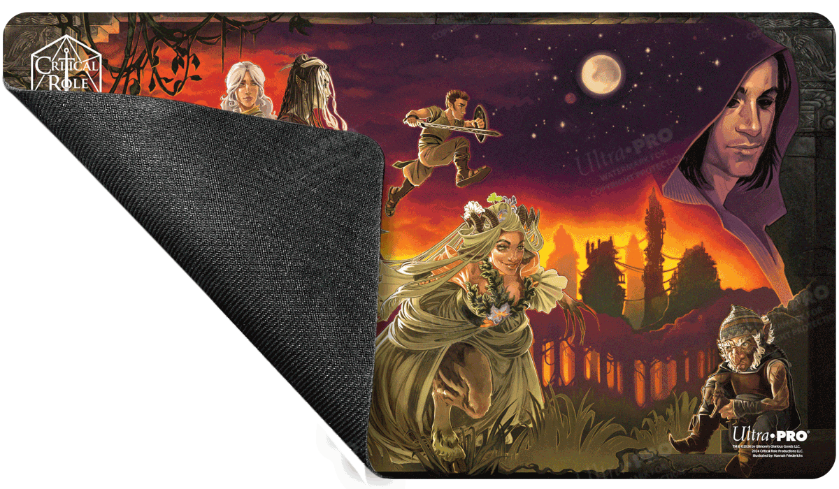 A Critical Role Pulp Poster Stitched Edge Playmat. Brand: Ultra-Pro, Item: Critical Role PoD Stitched Edge Playmat - Pulp Poster.