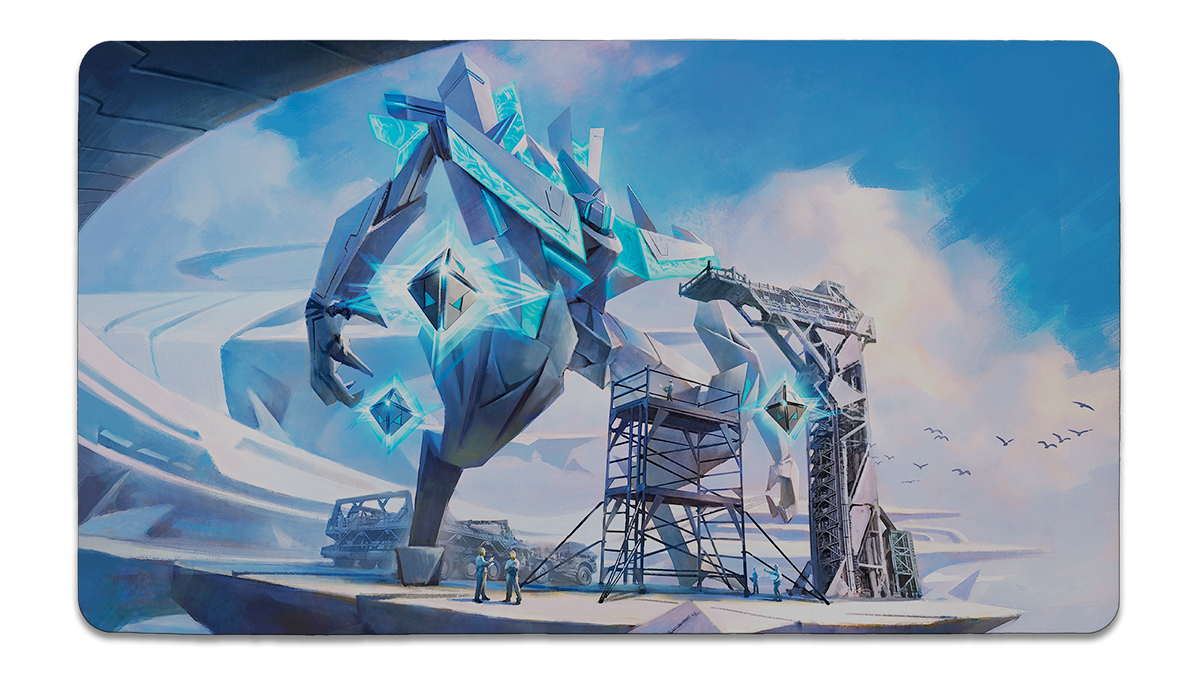 A blue and white Allied - Shorikai Stitched Standard Gaming Playmat for Magic: The Gathering. Brand: Ultra PRO, Item: Commander Series #2: Allied - Shorikai Stitched Standard Gaming Playmat for Magic: The Gathering