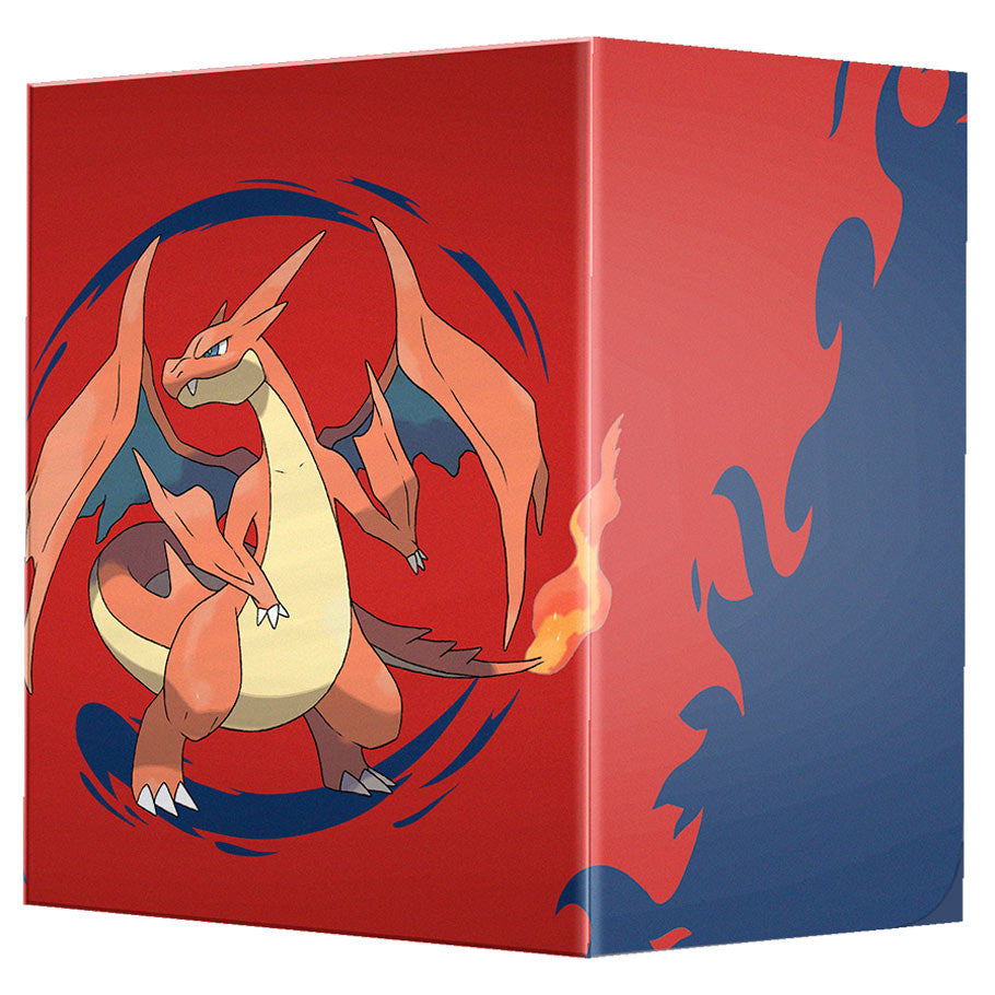 A sealed Deck Box: 100+ featuring Mega Charizard Y art. Publisher: Ultra Pro, Game: Pokemon.