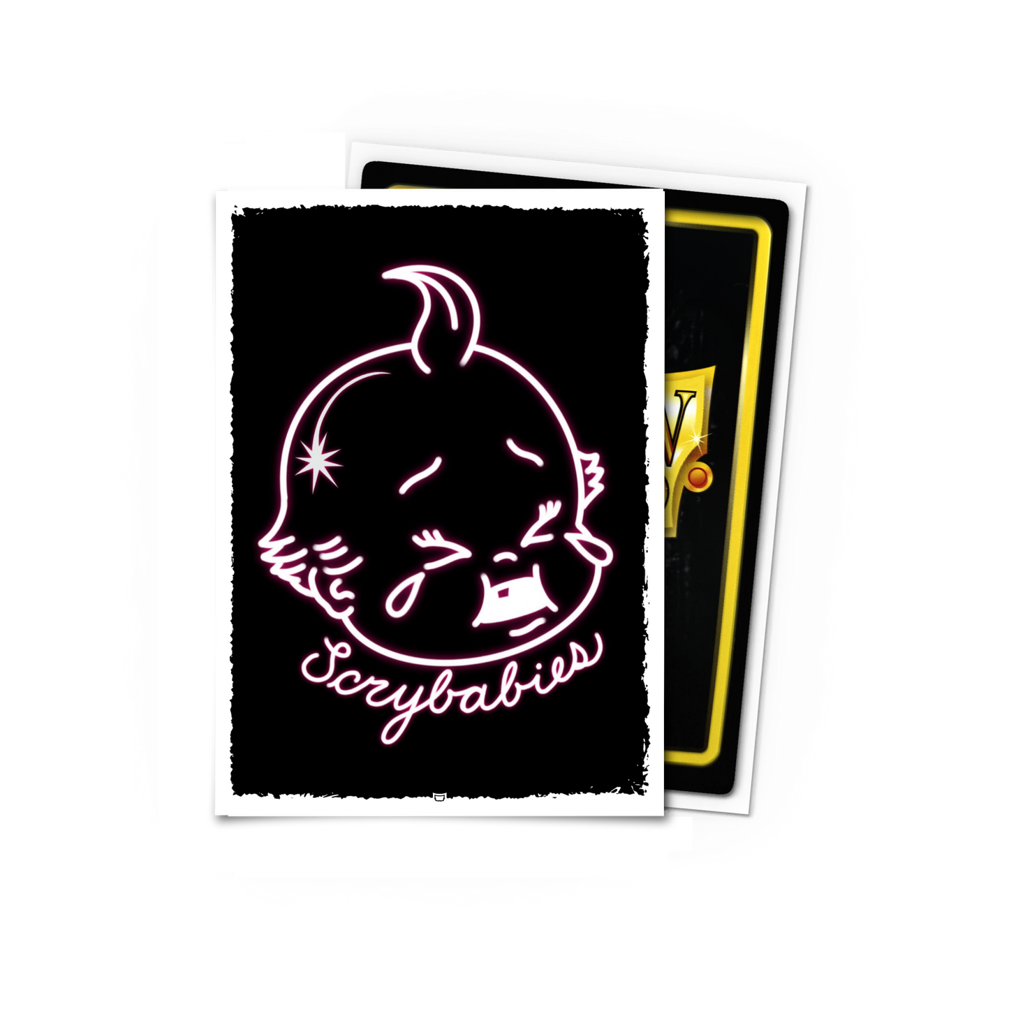 A black and pink neon ScryBabies art sleeve. Brand: Dragon Shield (Dev), Item: ScryBabies - Brushed Art Sleeves - Standard Size.