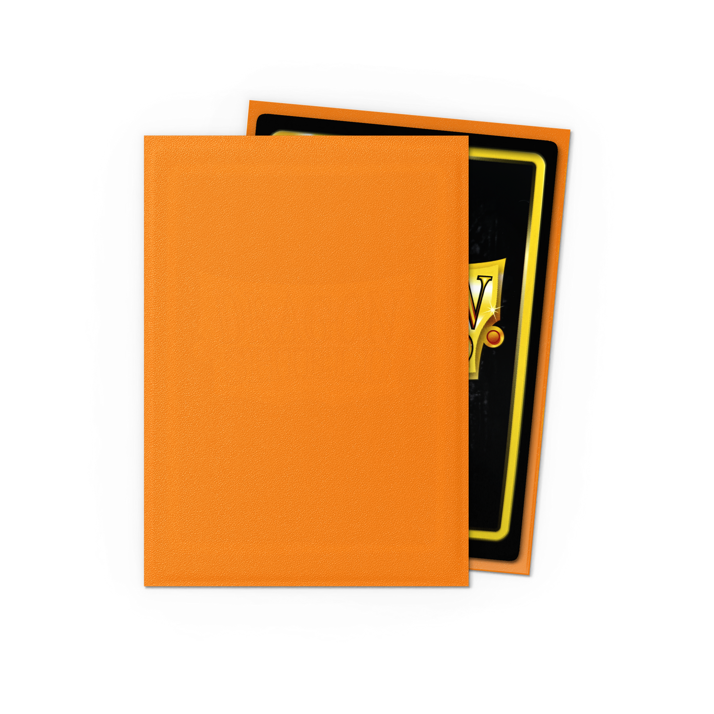 A textured orange Japanese-sized card sleeve. Brand: Dragon Shield (Dev), Item: Orange - Matte Sleeves