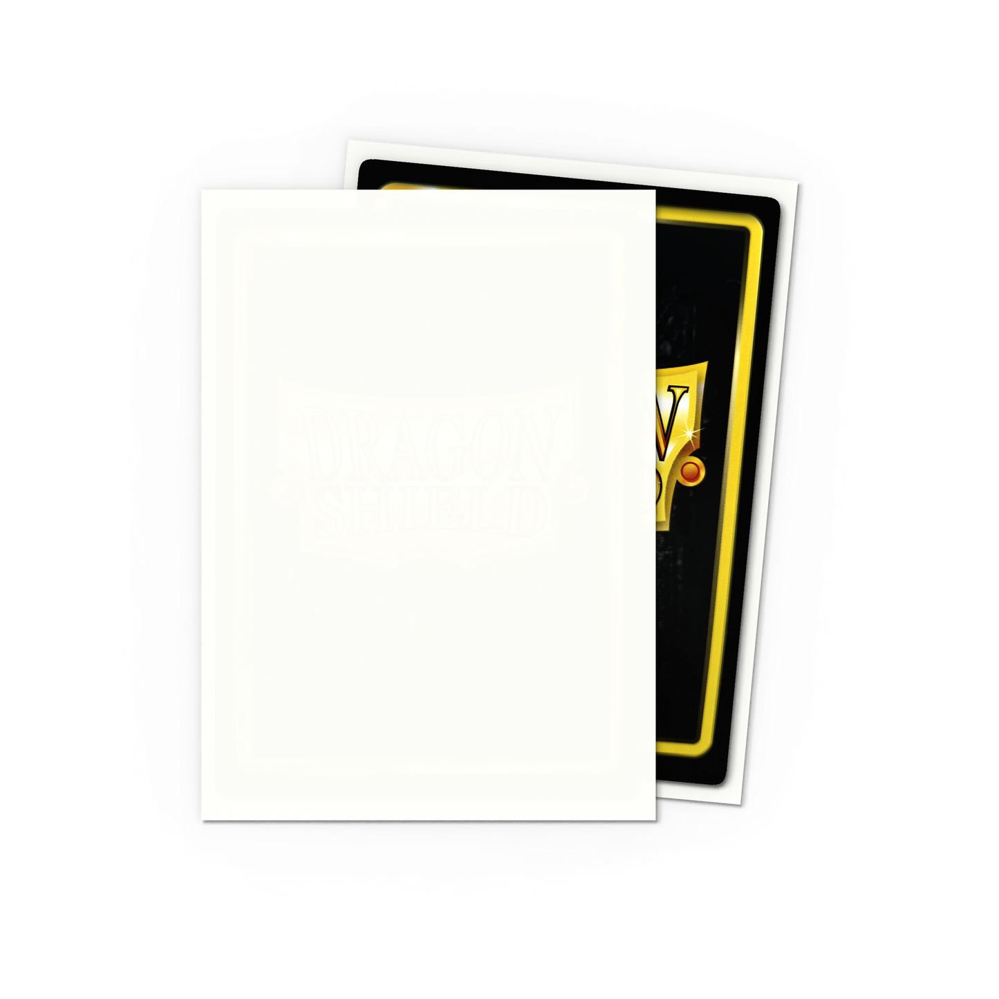 A white matte Japanese size card sleeve. Brand: Dragon Shield, Item: White - Matte Sleeves