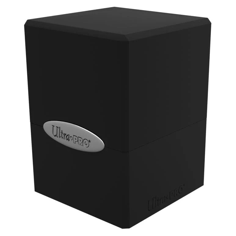 A sealed Ultra Pro Deck Box: Satin Cube in Jet Black.