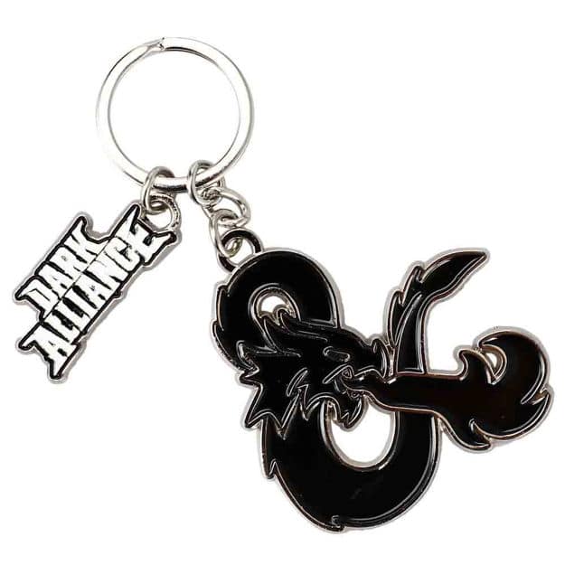 A black Dungeons & Dragons Dark Alliance Keychain. Brand: MTG PRO Shop, Item: Dungeons & Dragons Dark Alliance Keychain.