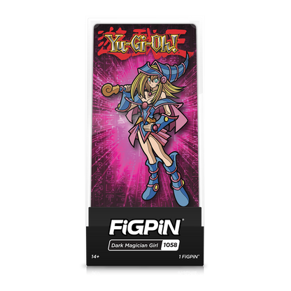 A collectible FiGPiN of the Dark Magician Girl from Yu-Gi-Oh!, item number 1058.