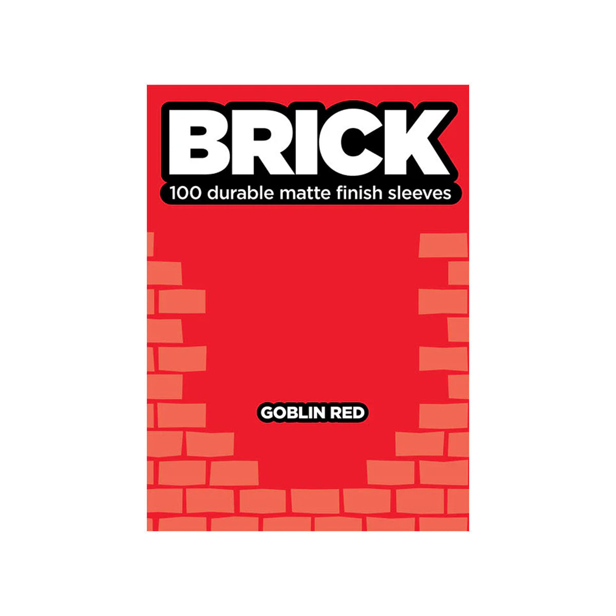 A red "Brick" 100 durable matte finish sleeves. Brand: Legion Supplies, Item: Goblin Red Brick Sleeve.