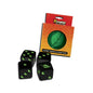 A black and green set of 4 Legion Supplies Iconic Life D6 Dice. Brand: Legion Supplies, Item: Iconic Life D6 Dice Tin.