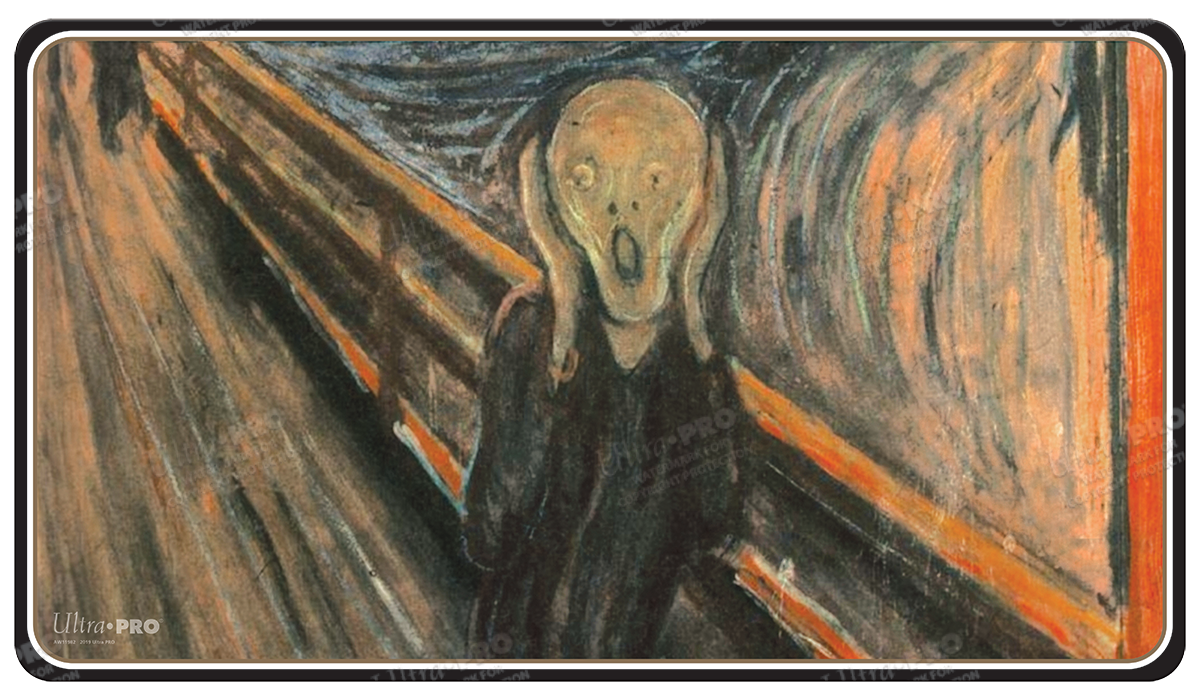 A "The Scream" Standard Gaming Playmat Mousepad. Brand: Ultra PRO, Item: Fine Art The Scream Standard Gaming Playmat Mousepad by Edvard Munch.