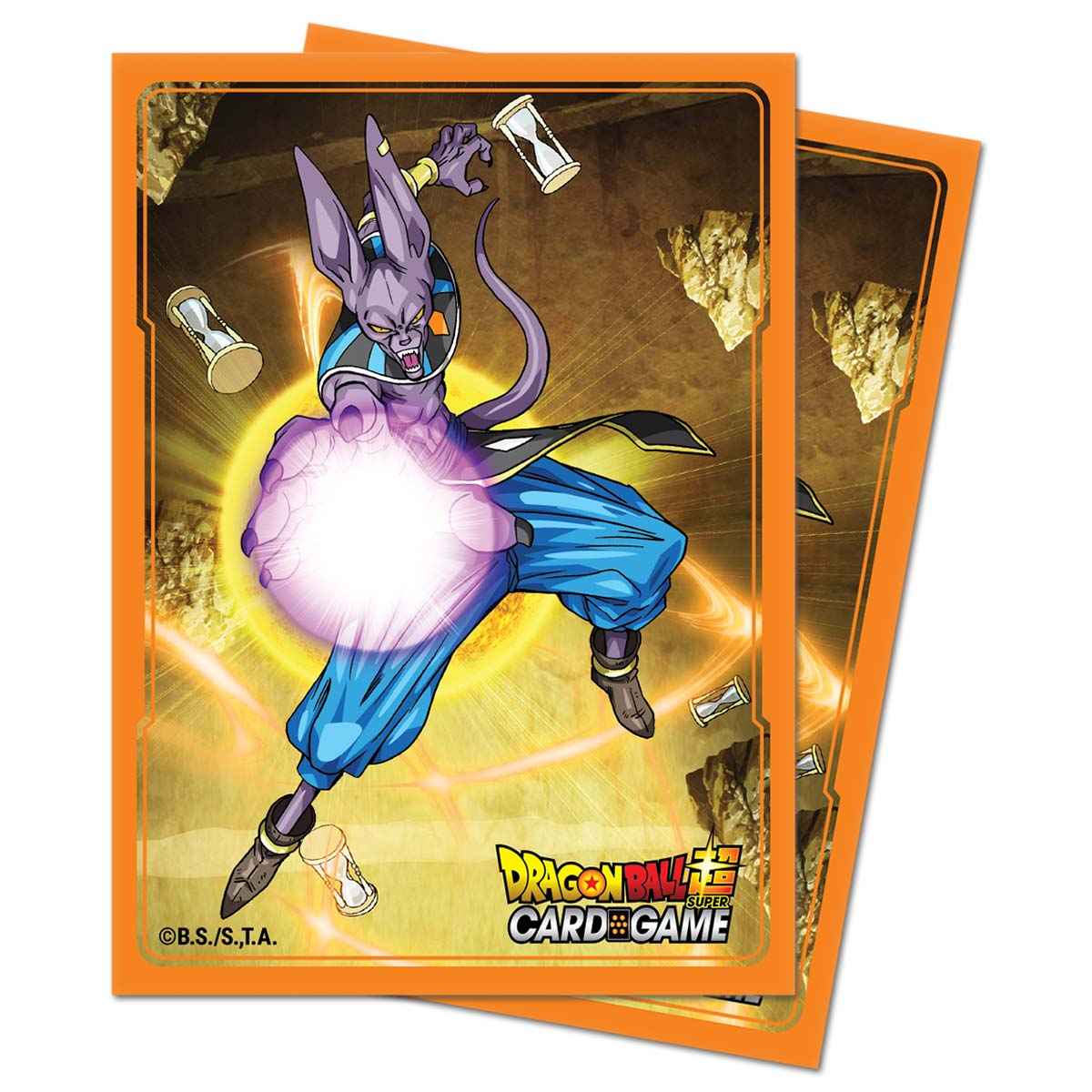 An orange Dragon Ball Super Card Game Beerus Standard DECK PROTECTOR® Sleeves (65ct) by Ultra PRO.