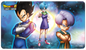 A vibrant Dragon Ball Super Card Game playmat featuring Bulma, Vegeta, and Trunks. Brand: Ultra PRO, Item: Bulma, Vegeta, and Trunks Standard Gaming Playmat Mousepad for Dragon Ball Super.