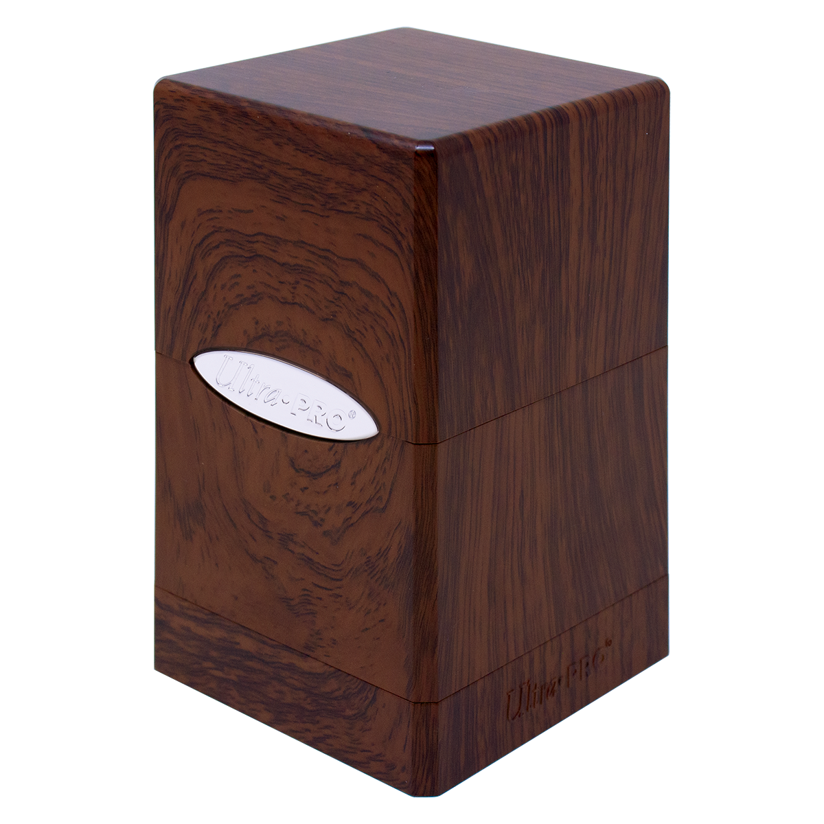 A brown wood-grain Ultra PRO SATIN Tower DECK BOX.