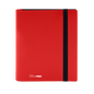 A red Ultra PRO Eclipse 4-Pocket PRO-BINDER with a black elastic strap. Brand: Ultra PRO, Item: ECLIPSE® 4-Pocket PRO-BINDER® - Apple Red.