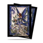 A purple and blue fairy with large wings sitting on a mushroom, with a small dragon above her. Ultra PRO Bottom of the Garden Standard DECK PROTECTOR® Sleeves (100ct) by Amy Brown.