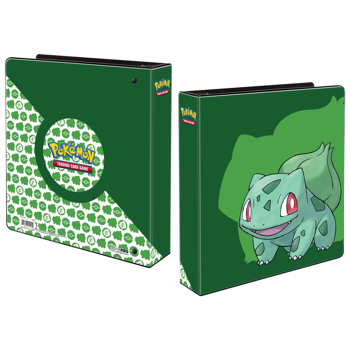 A green 2-inch 3-ring album for Pokemon Trading Card Game featuring Bulbasaur. Brand: Ultra PRO, Item: 2" Bulbasaur 3-Ring Album for Pokémon