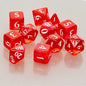 A red acrylic RPG dice set. Brand: Ultra PRO, Item: ECLIPSE® Acrylic RPG Dice Set (11ct) - Apple Red