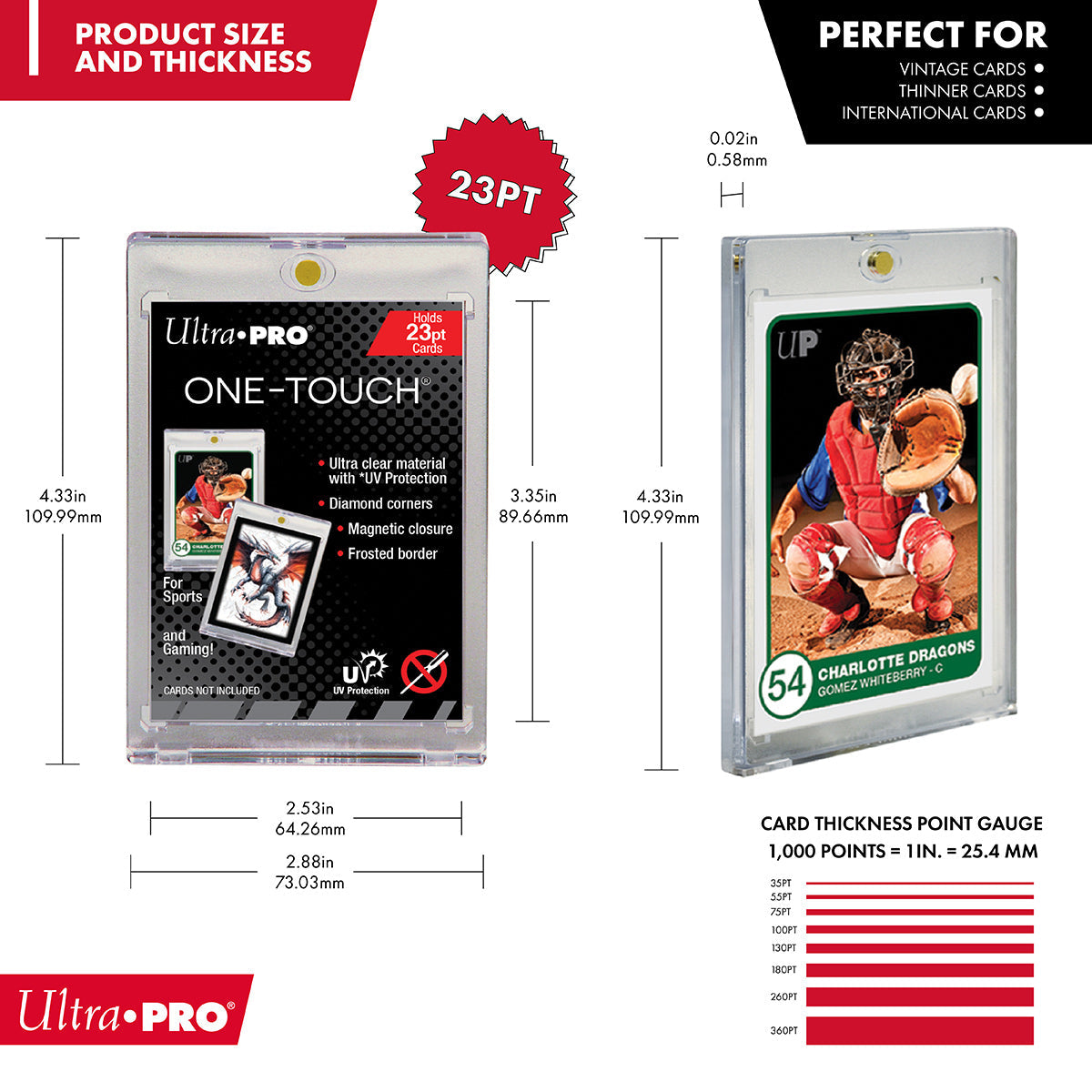 A clear Ultra PRO 23PT UV ONE-TOUCH Magnetic Holder for trading cards. Brand: Ultra PRO, Item: 23PT UV ONE-TOUCH Magnetic Holder.