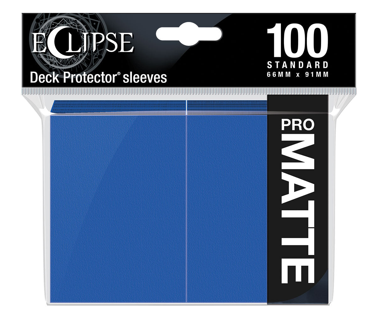 A blue Eclipse Matte Standard Deck Protector Sleeves. Brand: Ultra PRO, Item: ECLIPSE® Matte Standard DECK PROTECTOR® Sleeves (100ct) - Pacific Blue