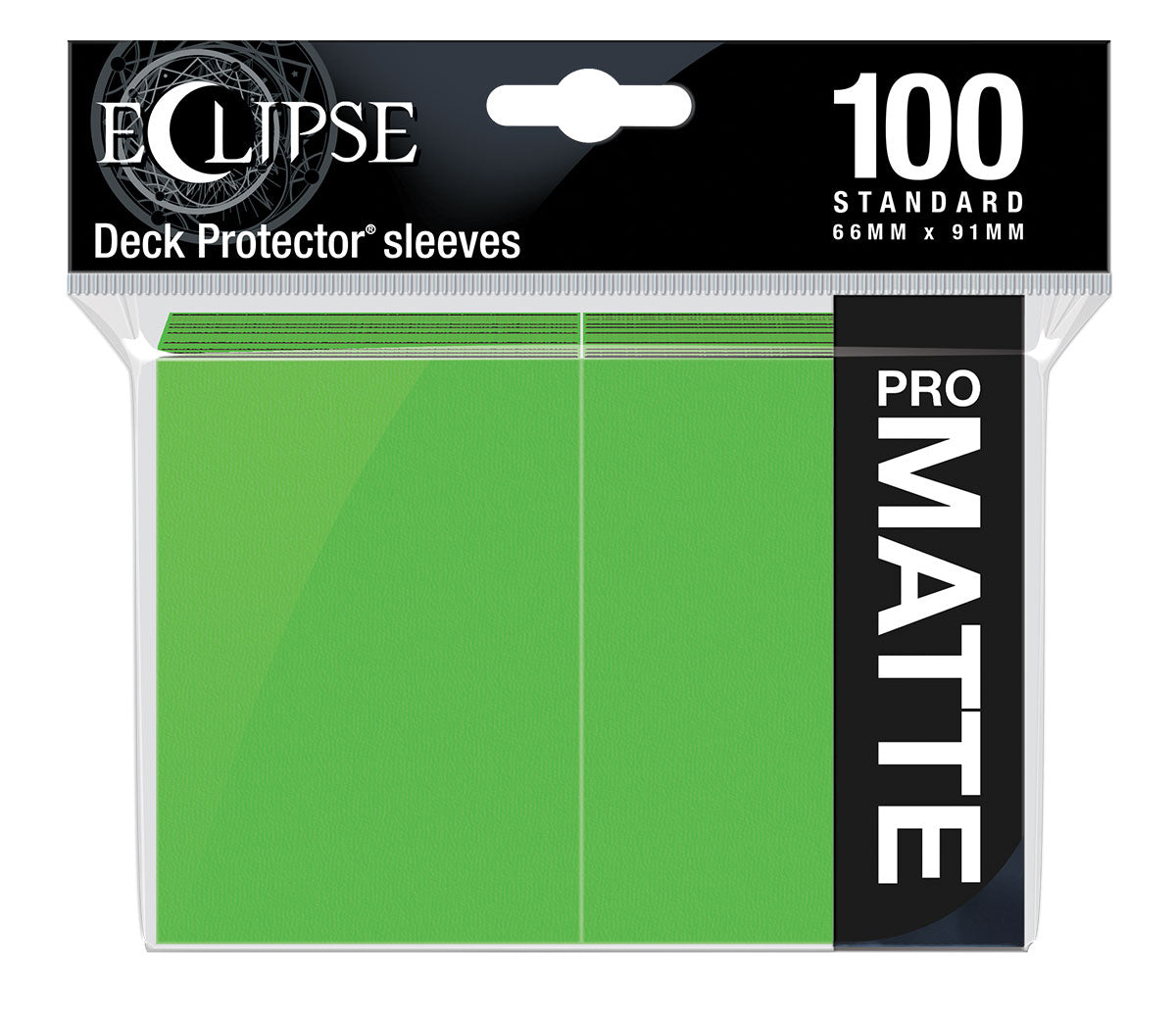 A Lime Green Eclipse Matte Standard Deck Protector Sleeves (100ct). Brand: Ultra PRO, Item: ECLIPSE® Matte Standard DECK PROTECTOR® Sleeves (100ct) - Lime Green.